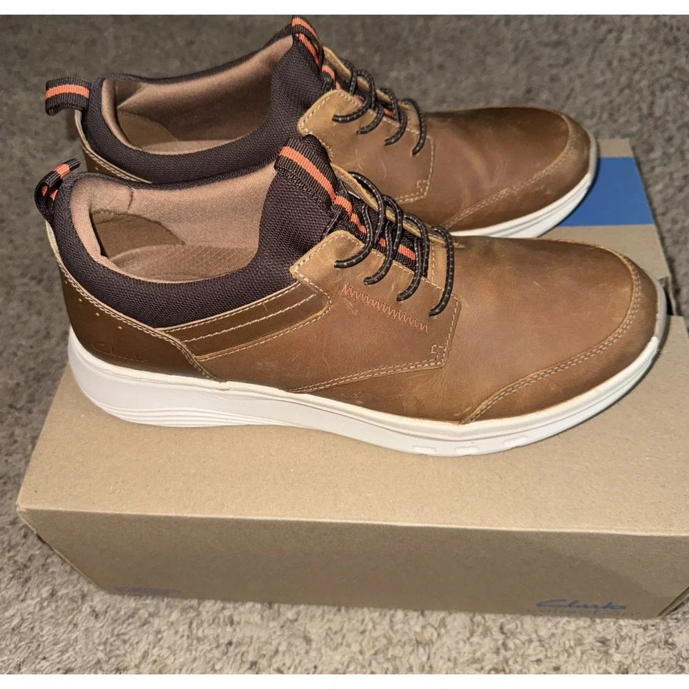 Clarks Men's Motion Trek EZ Dark Tan Leather 26179452‎ Size 10